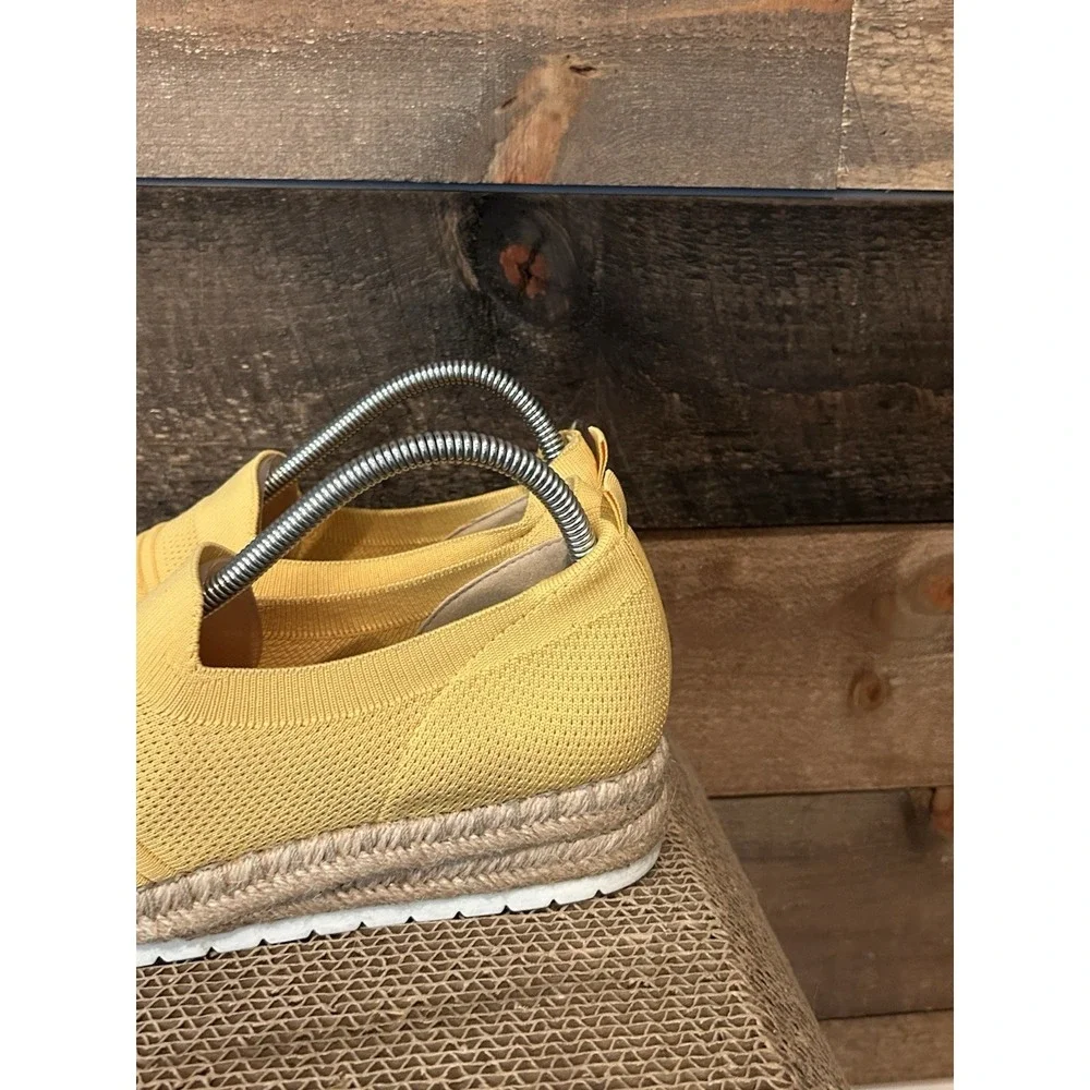 Adrienne Vittadini Sport 8.5 Niko Espadrille Yellow Slip On Shoes Fabric Comfort